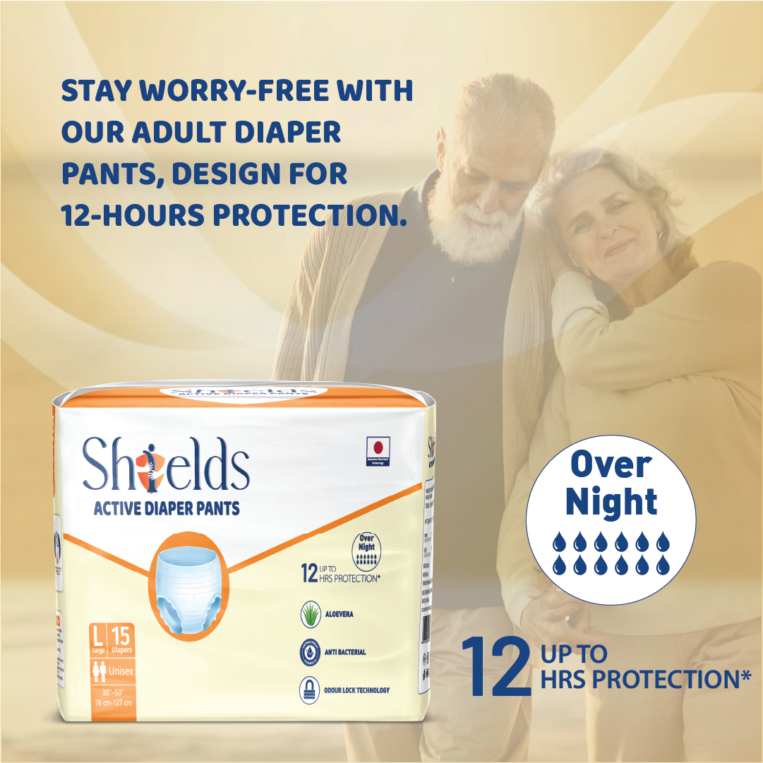 Shields Adult Diapers, Unisex Incontinence Diaper Pull-Ups for Women & Men, Leak-Proof, Daily Bladder Protection - Pack of 1 (L)