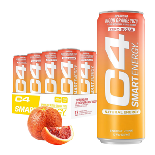 C4 Pre Workout Energy Drink With Beta-Alanine, Zero Sugar, Carbonated Drink for Strength & Endurance, Blood Orange Yuzu Flavor – 12 Pack