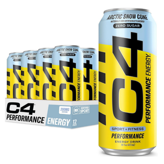 C4 Pre Workout Energy Drink With Beta-Alanine, Zero Sugar, Carbonated Drink for Strength & Endurance, Arctic Snow Cone Flavor – 12 Pack