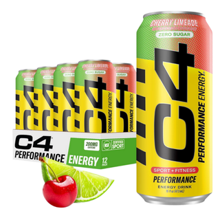 C4 Pre Workout Energy Drink With Beta-Alanine, Zero Sugar, Carbonated Drink for Strength & Endurance, Cherry Limeade Flavor – 12 Pack
