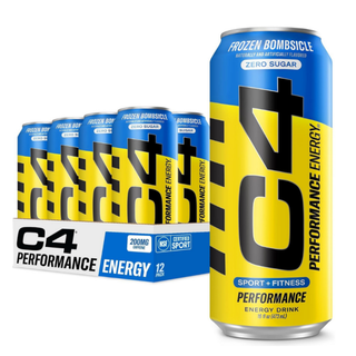 C4 Pre Workout Energy Drink With Beta-Alanine, Zero Sugar, Carbonated Drink for Strength & Endurance, Frozen Bombsicle Flavor – 12 Pack