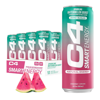C4 Pre Workout Energy Drink With Beta-Alanine, Zero Sugar, Carbonated Drink for Strength & Endurance, Watermelon Flavor – 12 Pack