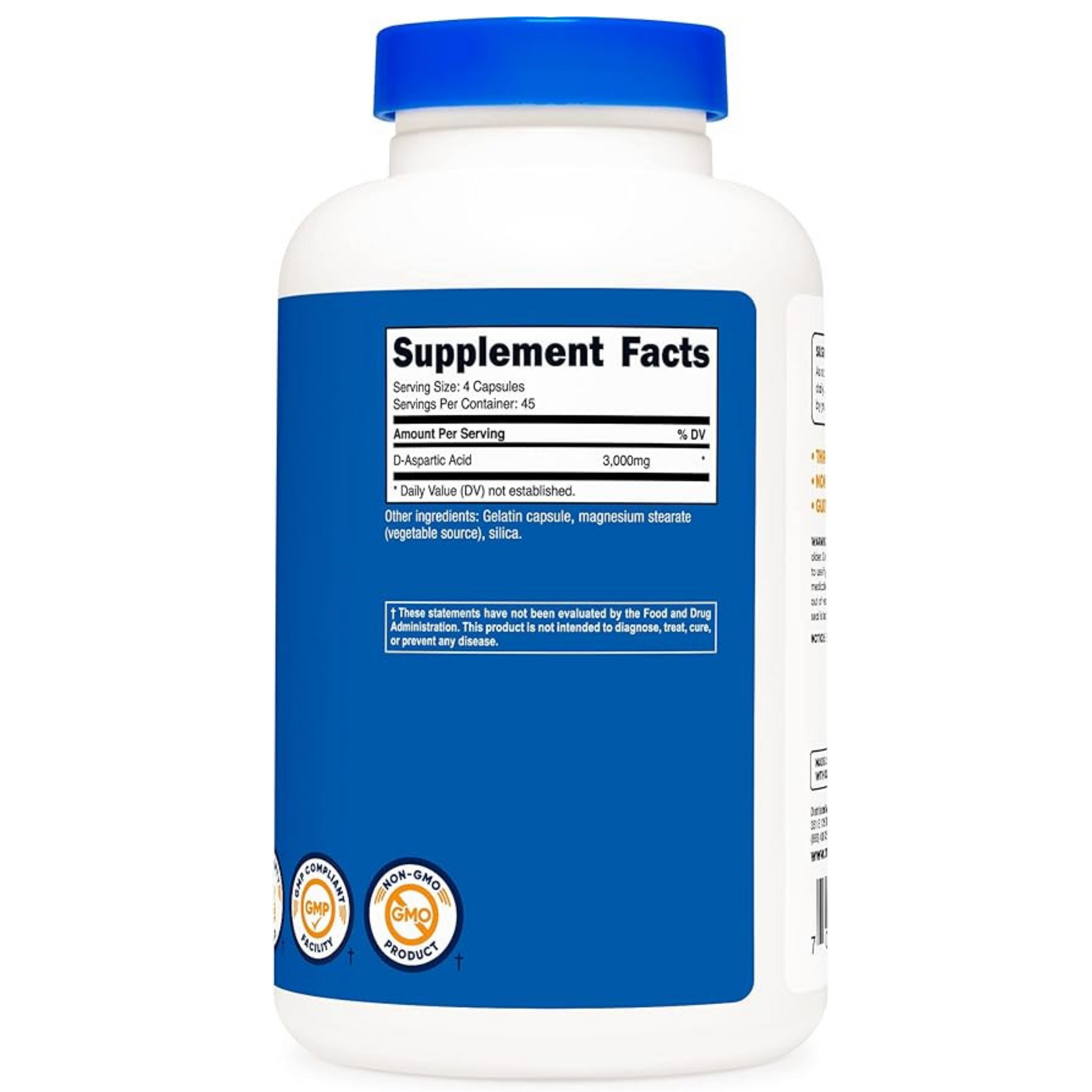 Nutricost D-Aspartic Acid Capsules 3000 MG 180 Capsules Nutricost