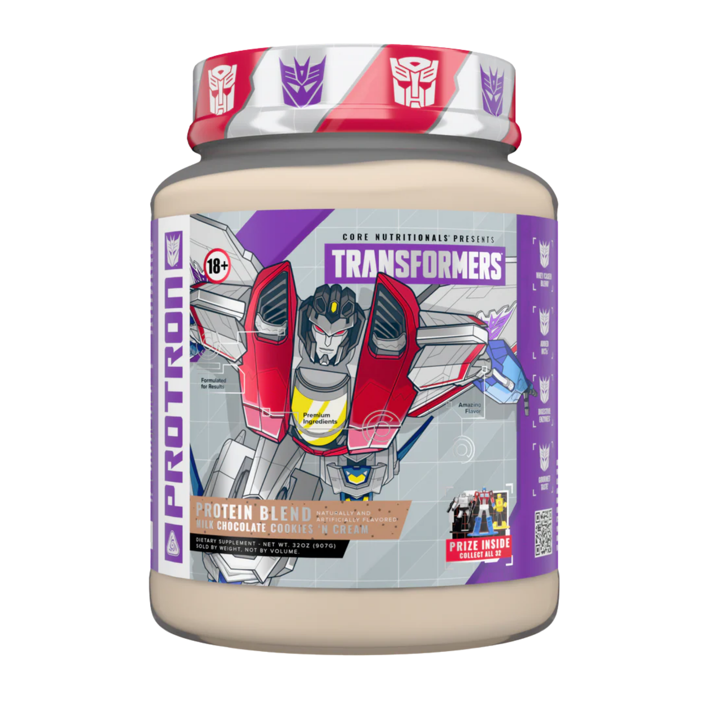 Core Nutritionals Transformers Protron, Starscream Protein Blend - Cookies N Cream (2lbs)