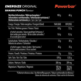 PowerBar Energize Original Banana Punch Energy Bar – High Carb 2:1 Sports Bar with Electrolytes | 15 x 55g | Energy Protein Bar for Running, Cycling & Endurance Sports