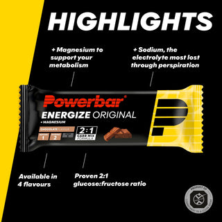 PowerBar Energize Original Chocolate Energy Bar – High Carb Sports Bar with 2:1 Glucose-Fructose, Magnesium & Sodium | 15 x 55g Box | Protein Bar for Running, Cycling & Endurance Training-testproduct