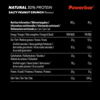 PowerBar Natural Protein Salty Peanut Crunch Bar – High Protein Sports Bar with Natural Ingredients | 18 x 40g | Protein Bar for Muscle Recovery, Gym & Endurance