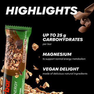 PowerBar Natural Energy Cereal Cacao Crunch Vegan Energy Bar – Complex Carbs with Oats & Magnesium | 18 x 40g | Vegan Protein Bar, Natural Sports Snack for Endurance