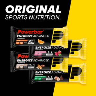 PowerBar Energize Advanced Hazelnut Chocolate Energy Bar – High Carb 2:1 Sports Bar, Optimal Texture with Sodium & Magnesium | 15 x 55g | Endurance Protein Bar for Athletes
