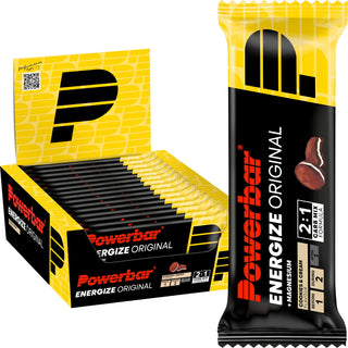 PowerBar Energize Original Cookies & Cream Energy Bar –  High Carb Sports Bar, 2:1 Glucose-Fructose with Sodium & Magnesium | 15 x 55g | Endurance Protein Bar for Athletes