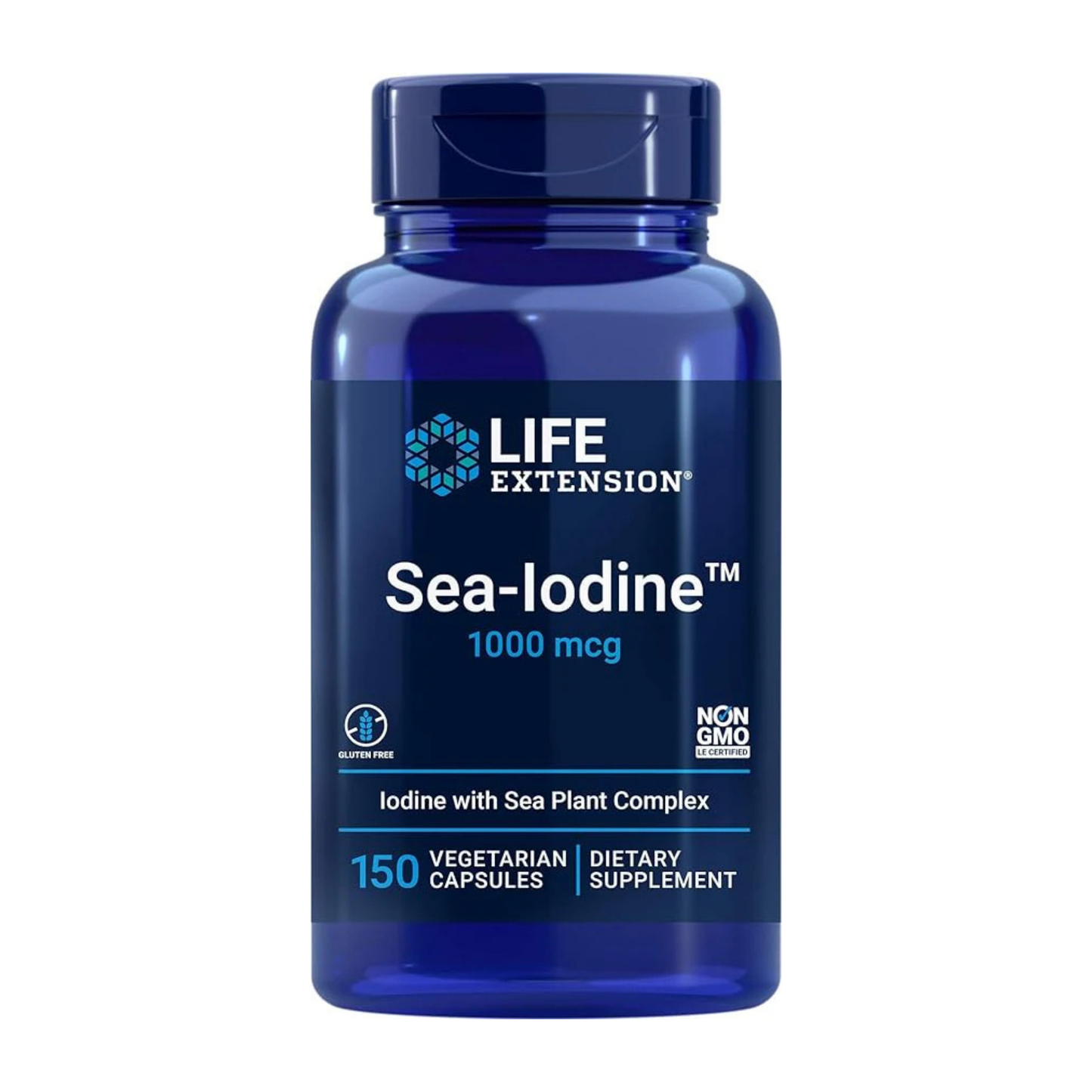 Life Extension Sea Iodine 1000 mcg, Iodine from Kelp + Potassium Iodide, Supports Thyroid Health & Metabolism - 60 Veg Capsules