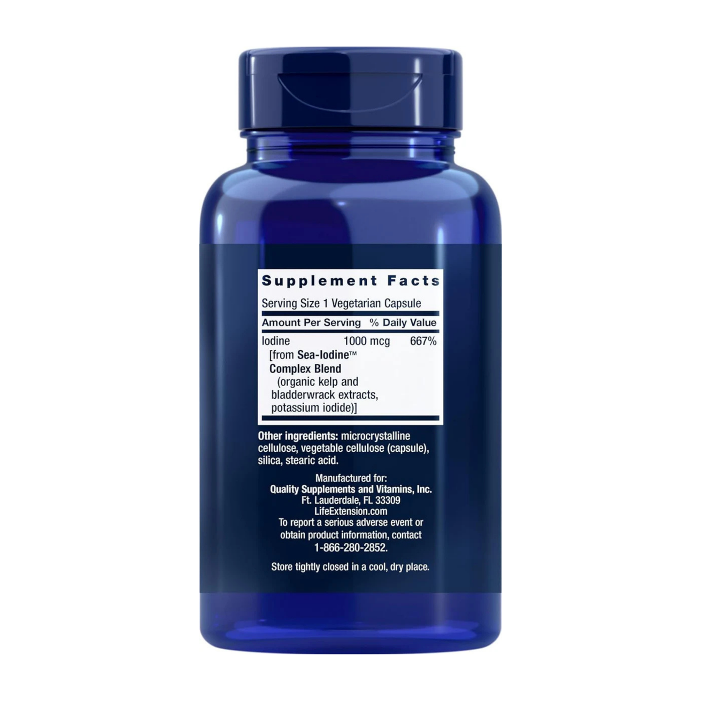 Life Extension Sea Iodine 1000 mcg, Iodine from Kelp + Potassium Iodide, Supports Thyroid Health & Metabolism - 60 Veg Capsules