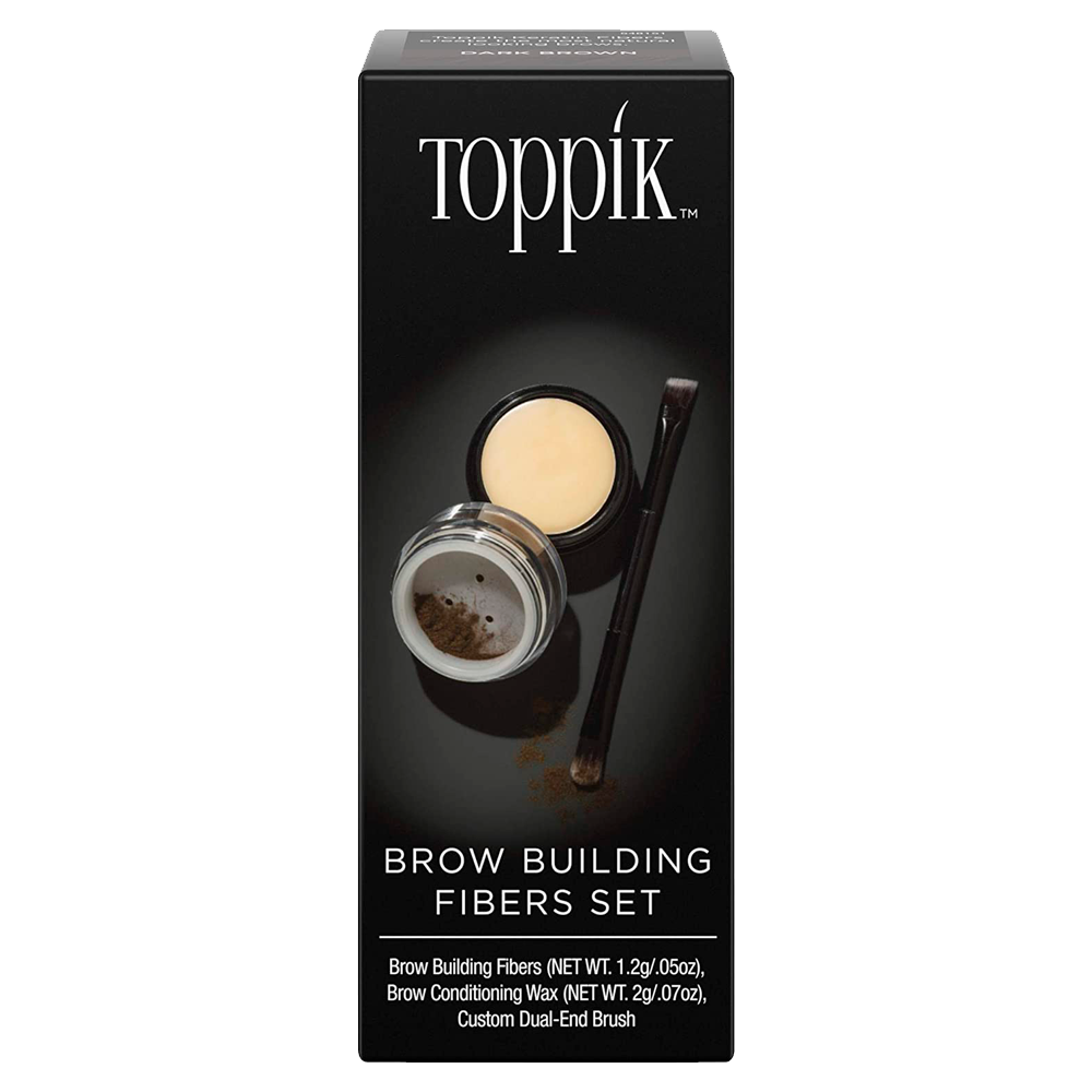 Toppik Brow Building Fibers 3pc Kit (Fiber, Wax, Dual Brush) for Thick Vibrant Looking Eye Brows